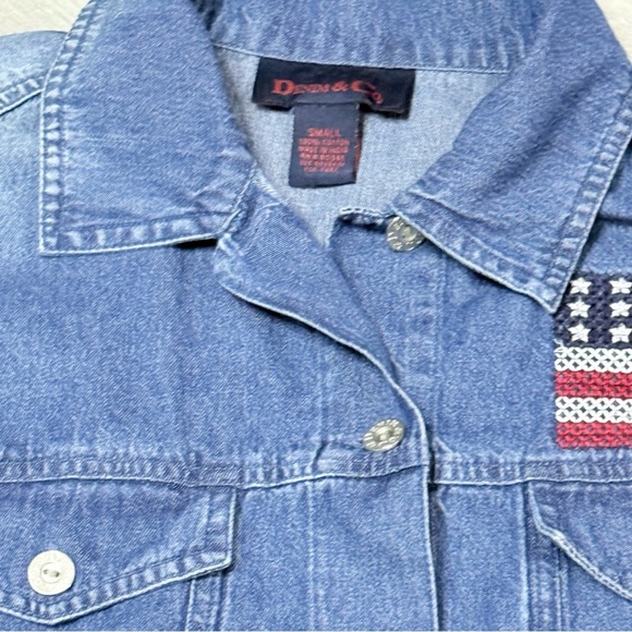 American Flag Denim & Co Jean Jacket - Picture 4 of 10